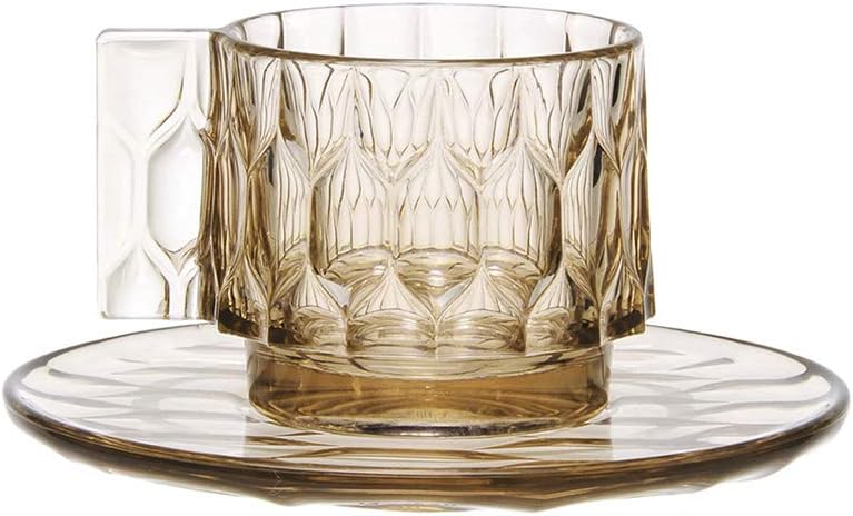 Kartell Jellies Family Tasse und Unterteller, Thermoplastisches Technopolymer, Grün, 12 x 10 cm Kaff