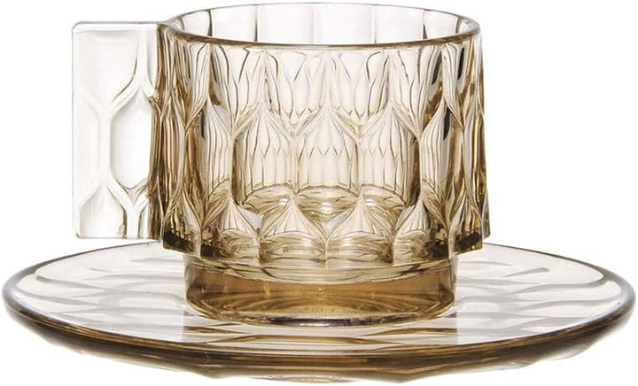 Kartell Jellies Family Tasse und Unterteller, Thermoplastisches Technopolymer, Grün, 12 x 10 cm Kaff