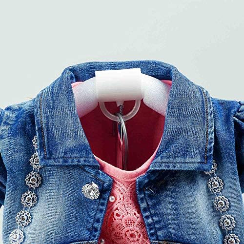 Peacolate 6M-4Jahre Baby Mädchen Kleidungsset 3 Stück Rock mit Spitze Jeans und Jeansjacke im Button