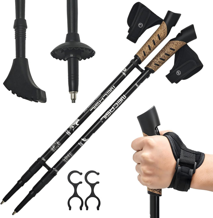 Premium Trekkingstöcke Faltbar aus 7075 Aluminium, Ultraleichte Nordic Walking Stöcke mit Korkgriff,
