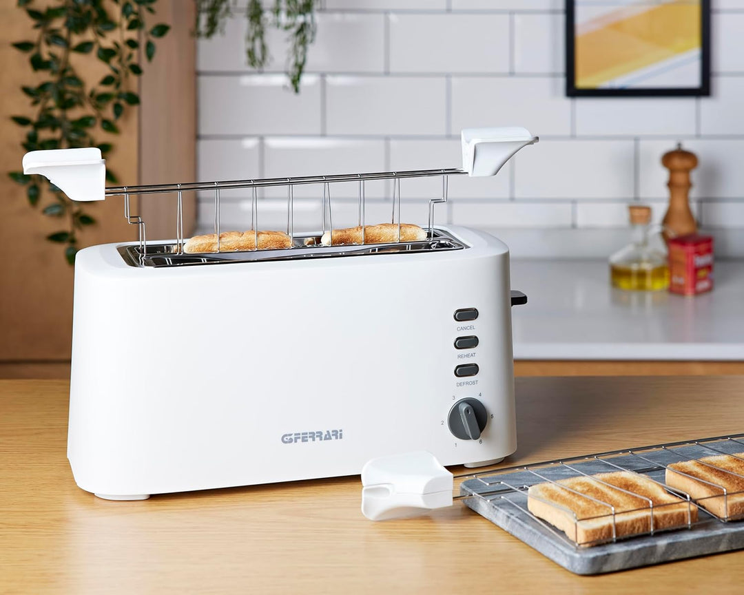G3 Ferrari G10142 Toaster Grosse Scheiben "Essential Toast", 1500 W, 4 Toast, Weiss