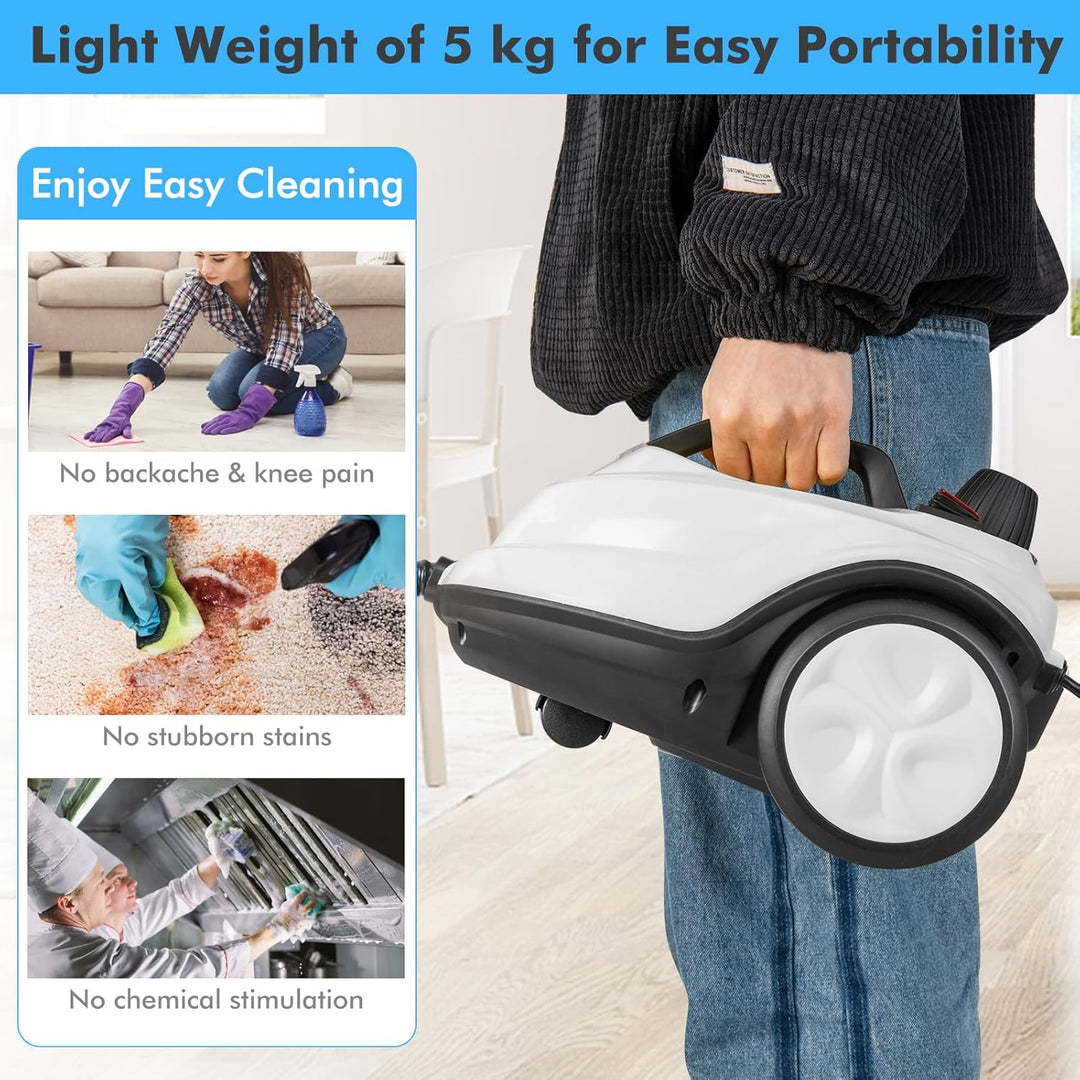 FANTASK Dampfreiniger 2000W, Steam Cleaner inkl. 13 Zubehör & 5m lange Netzkabel, Dampfdruck: max. 5