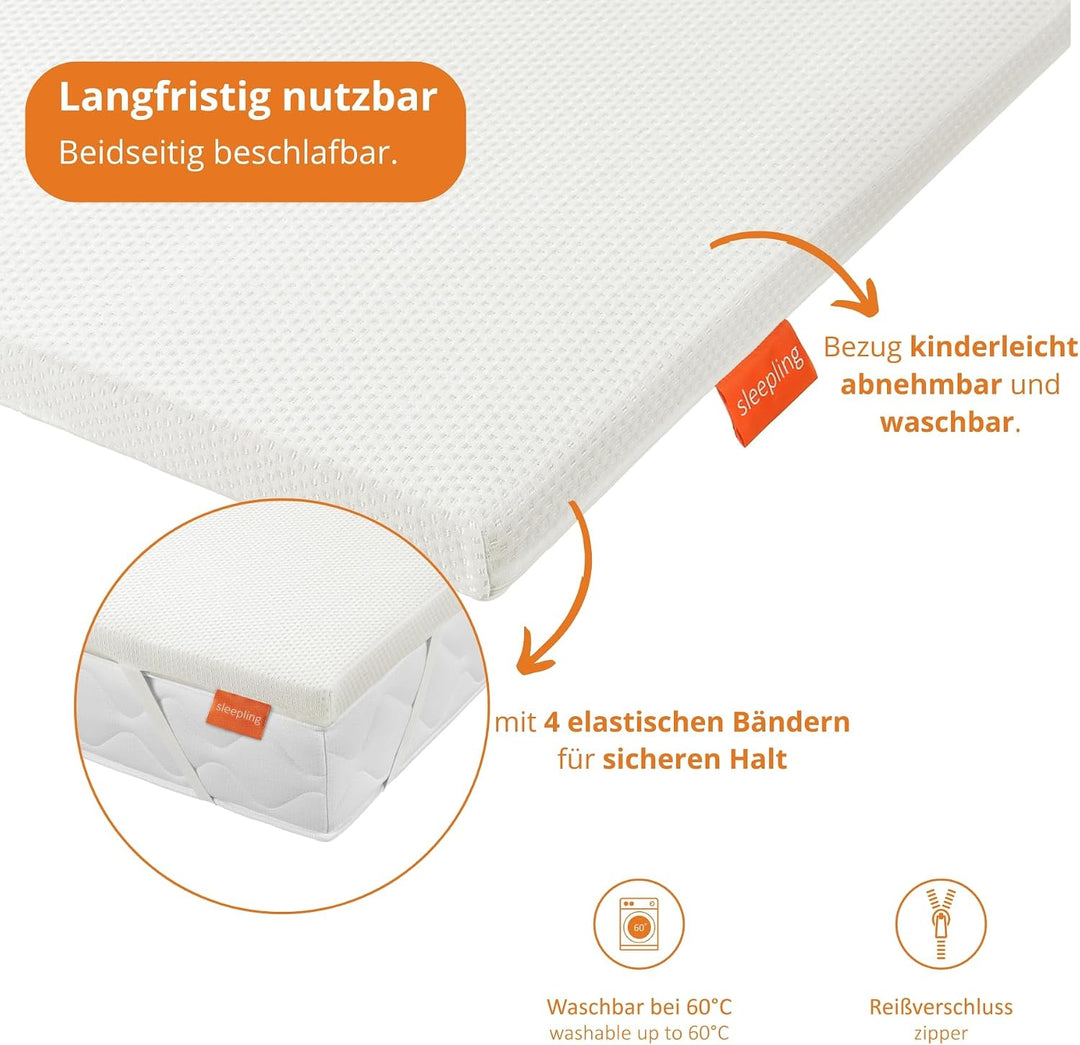 sleepling Topper Feste Matratzenauflage, Härtegrad 3 bis 100 kg, Matratzentopper 90 x 200 x 5 cm, wa