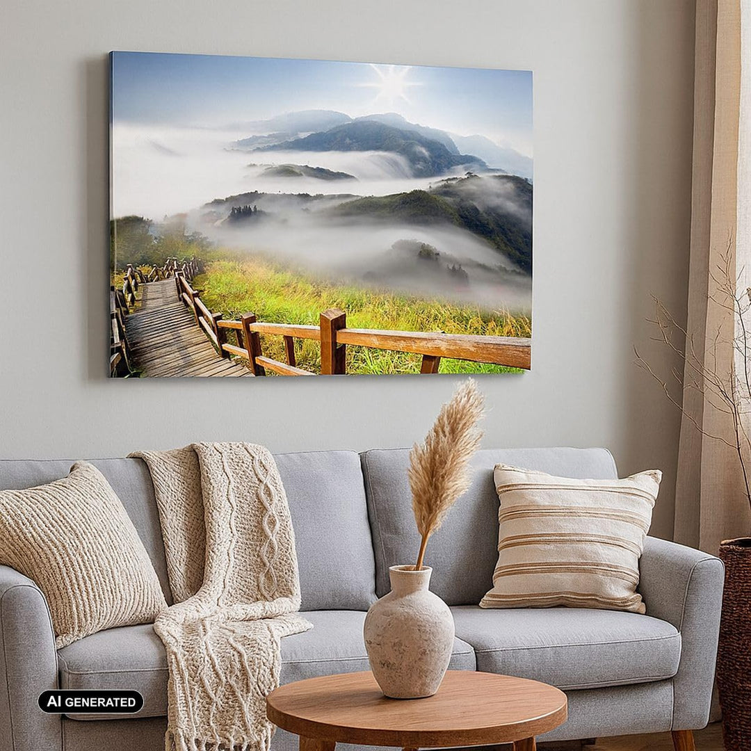 Bilder auf Leinwand 100x70cm Leinwandbild Asien schönheit berg landschaft Gross Wanddeko Bild Schlaf