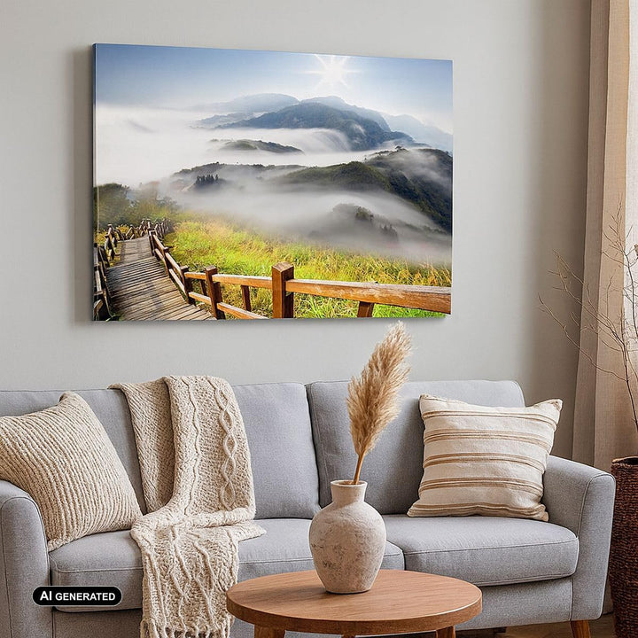 Bilder auf Leinwand 100x70cm Leinwandbild Asien schönheit berg landschaft Gross Wanddeko Bild Schlaf