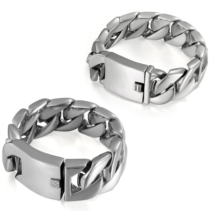 JewelryWe Personalisiert Armband Herren Panzerkette: Edelstahl Gross Schwer Biker Kettenarmband Hoch