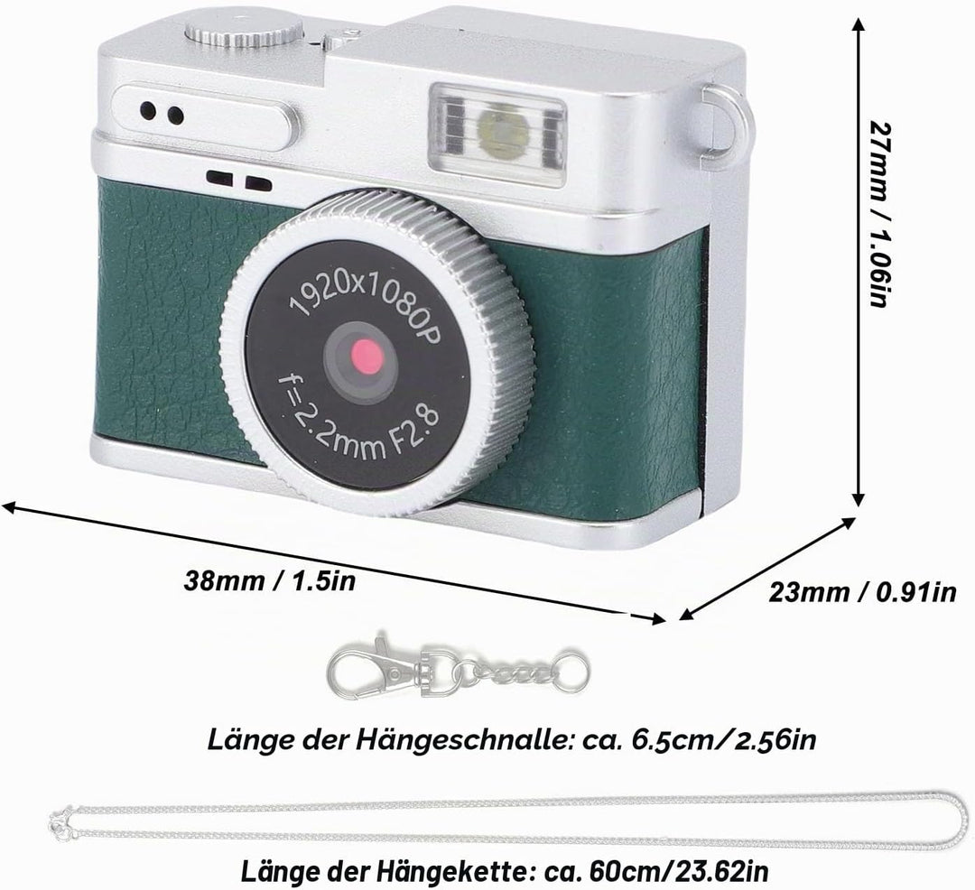 Kamera-Schlüsselanhänger, 1080P HD Mi NI-Retro-Digitalkamera mit 32 GB SD-Karte, 0,96-Zoll-Farbbilds