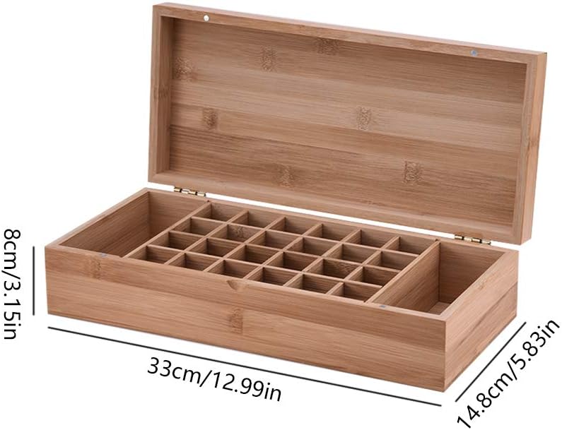 Gracelaza 26 Slots Ätherisches Öl Box aus Bambus - Bietet Platz für 5 10 15 ml ätherisches Öl-Flasch