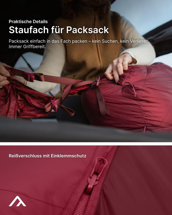 qeedo Daunenschlafsack 4 Jahreszeiten – warm &amp; komprimierbar, Komfort 0 °C, in 2 Grössen, RDS Daune,