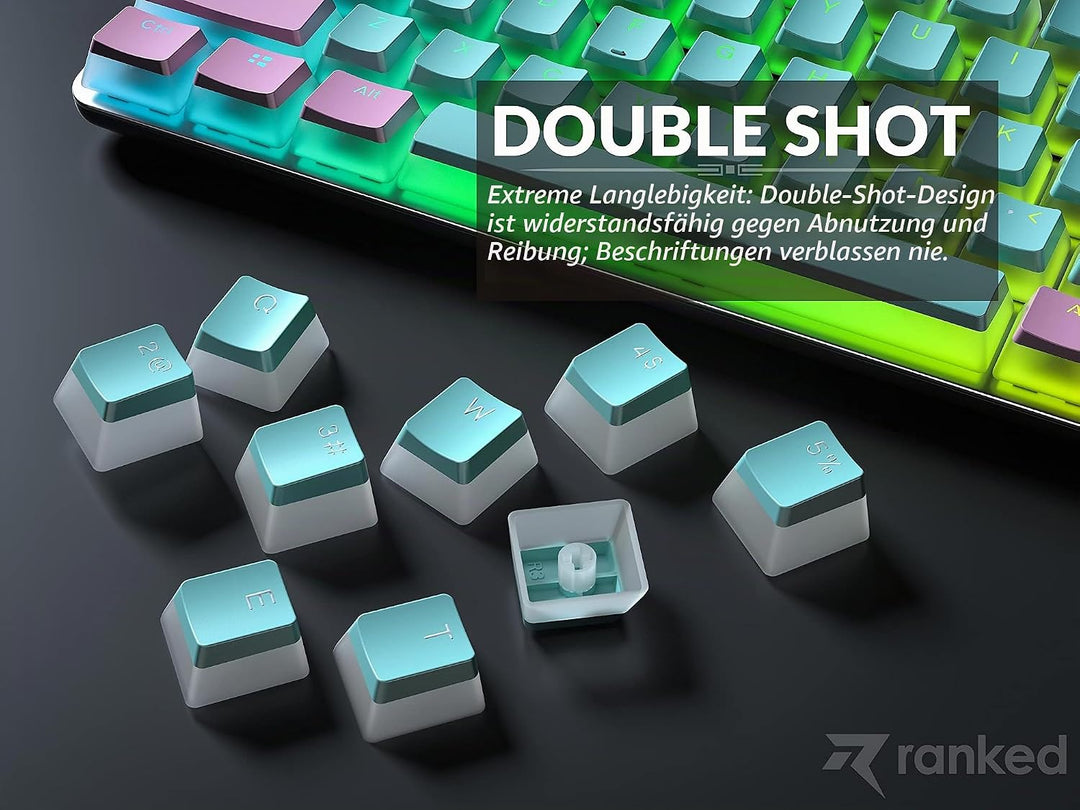 Ranked Pudding PBT-Tastenkappen | 112 Double Shot Transluzent ANSI US- und ISO-Layout | OEM-Profil f