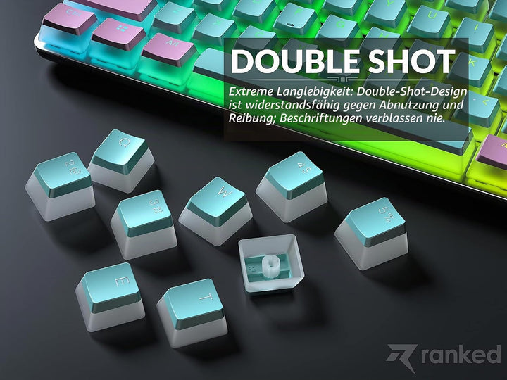 Ranked Pudding PBT-Tastenkappen | 112 Double Shot Transluzent ANSI US- und ISO-Layout | OEM-Profil f