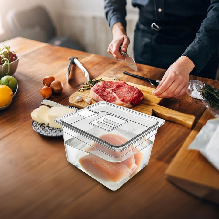 Sous-Vide-Behälter, Aufbewahrungsbox für Herd, 32 x 26 cm, luftdichter Deckel, tragbar, transparent,