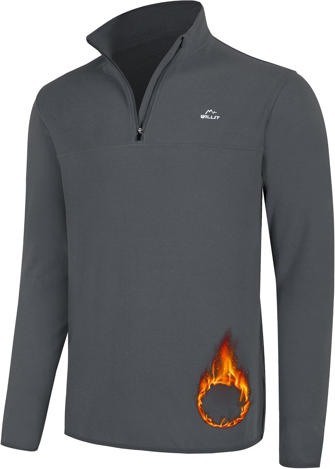 WILLIT Herren Fleece Golf Pullover Langarm Pullover Half Zip Wanderpullover Atmungsaktiv Thermo Swea
