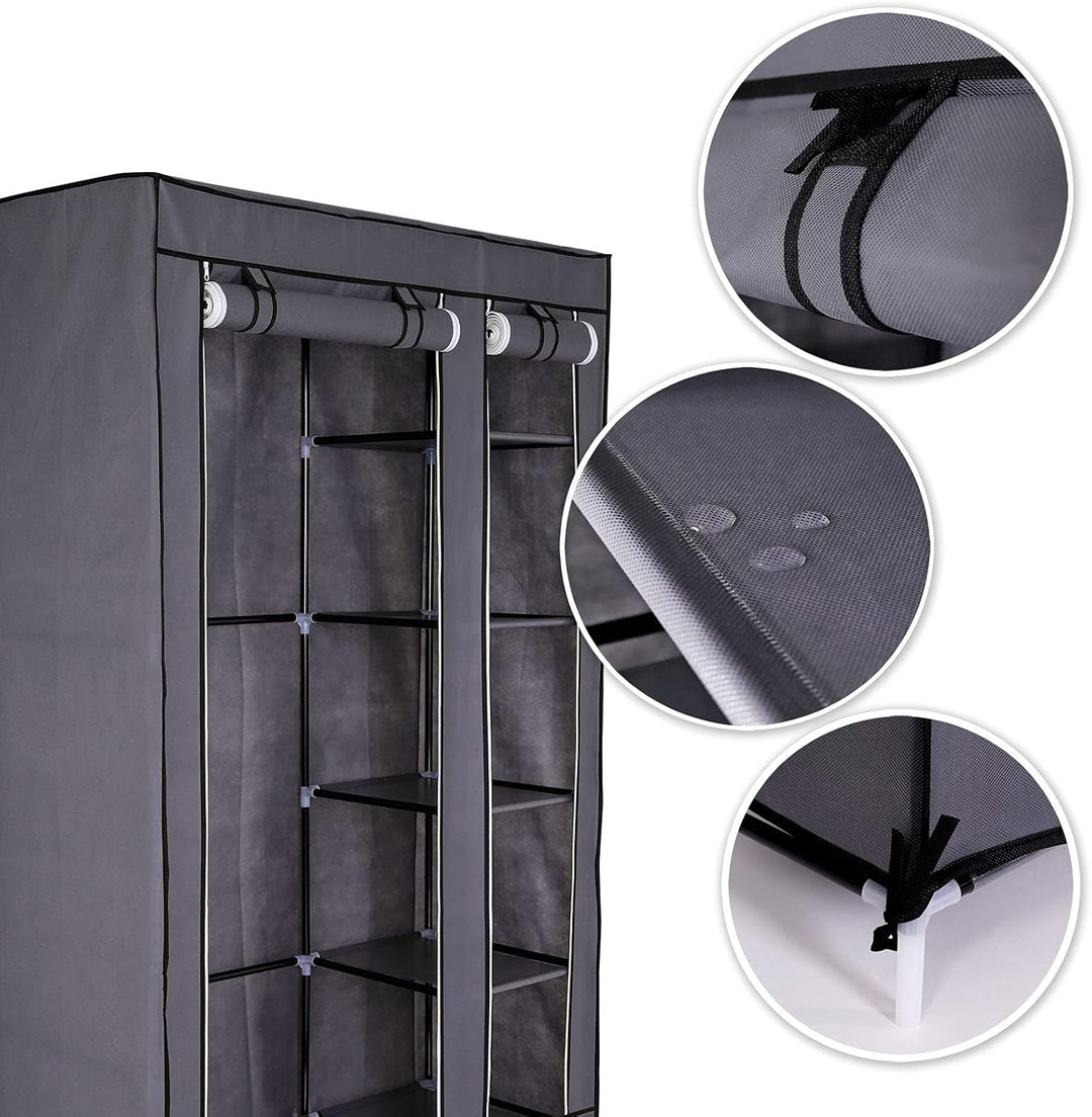 dibea Faltbarer Stoff-Kleiderschrank 175x110x45 cm, grau 175x110x45 cm Grau, 175x110x45 cm Grau