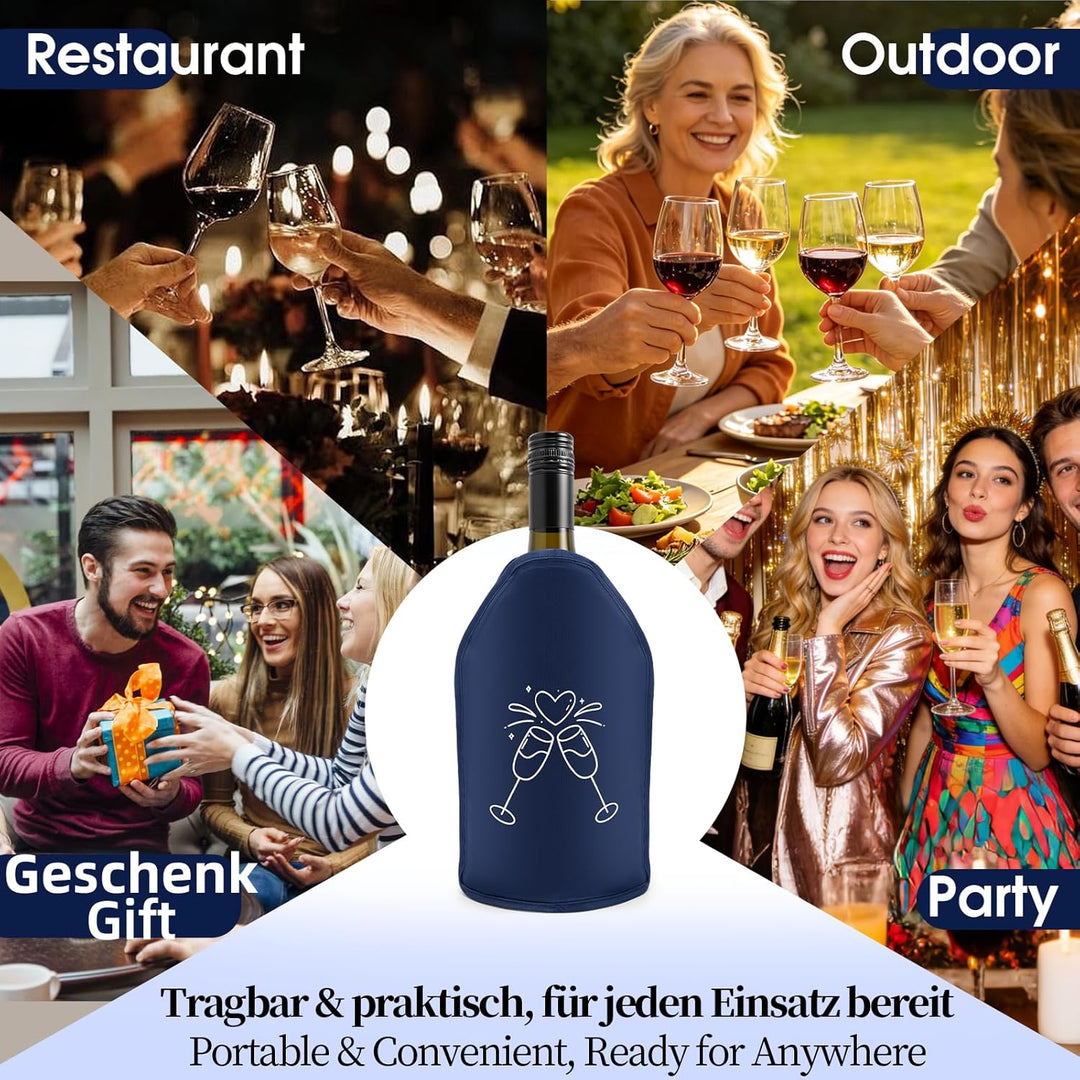 1 Stück Weinkühler Manschette Isolierend, Kühlmanschette Wein Flexibel, Waschbar Flaschenkühler für