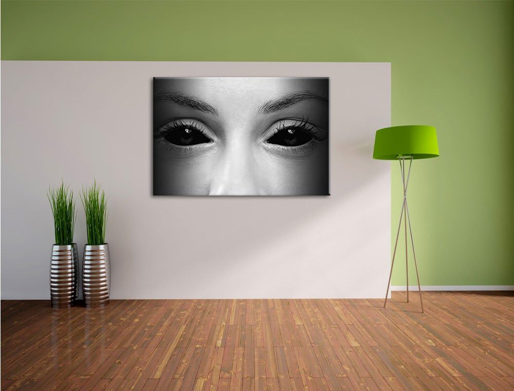 Pixxprint Böse Dämonenaugen Kunst B&W als Leinwandbild/Grösse: 100x70 cm/Wandbild/Kunstdruck/fertig