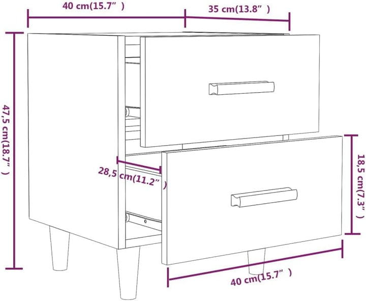 homiuse 44x40x47,5 cm 2 STK Nachttisch NachtkäStchen Betongrau NachtischschräNke Mini Kommode Nachtt