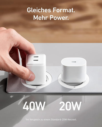 Anker 521 Ladegerät, Anker Nano Pro, Kompaktes 40W PIQ 3.0 Dual-Port USB-C Netzteil, Kompatibel mit