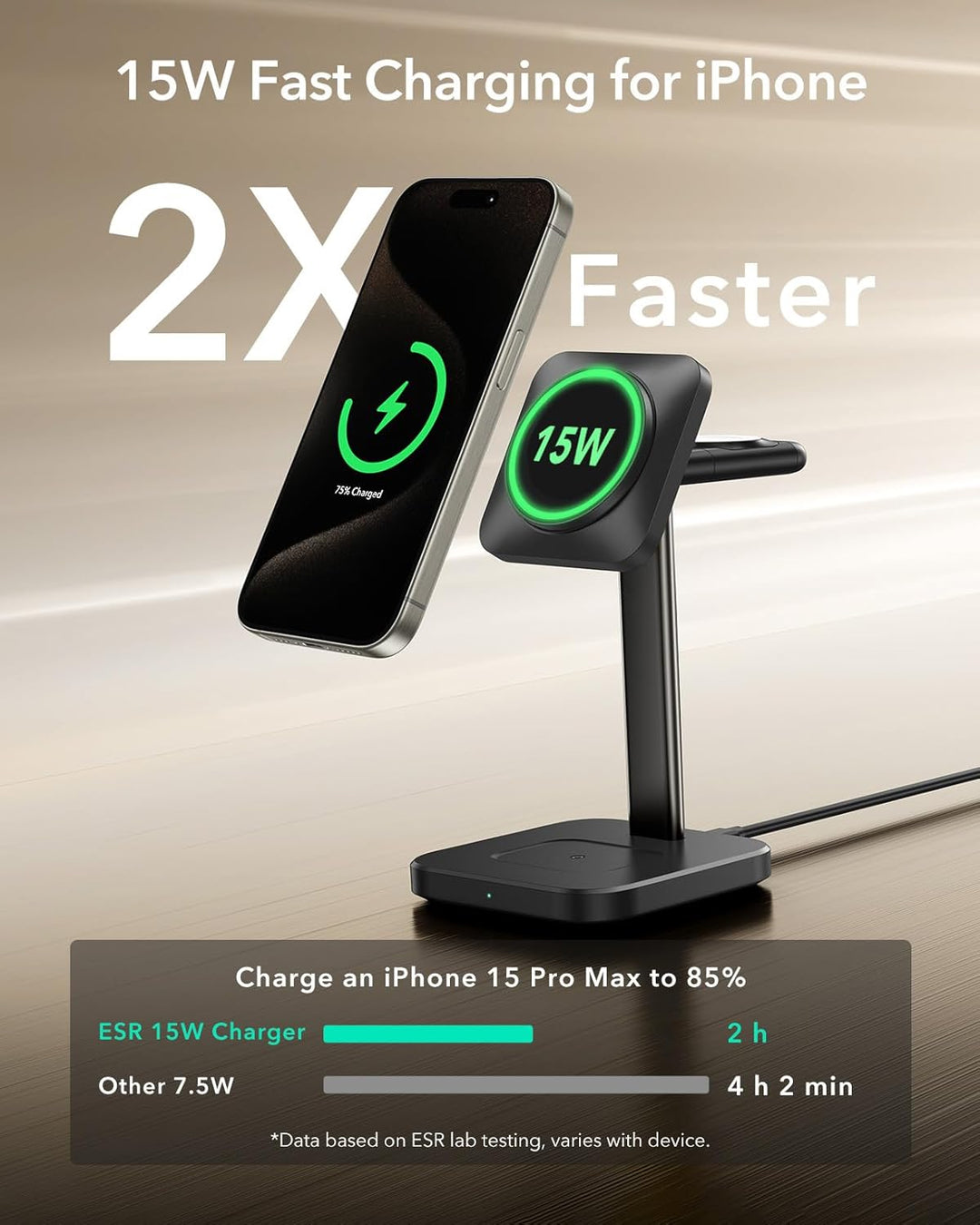 ESR 15W 3-in-1Ladestation für Apple, Zertifizierte MagSafe-Ladestation für iPhone, Magsafe-Ladestati