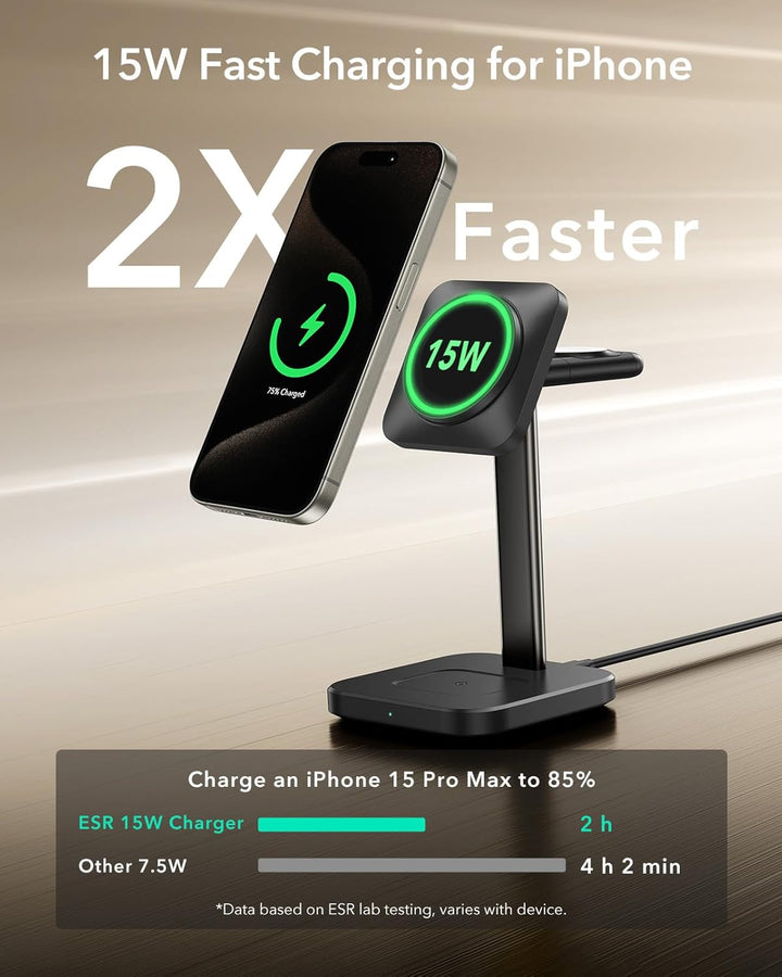 ESR 15W 3-in-1Ladestation für Apple, Zertifizierte MagSafe-Ladestation für iPhone, Magsafe-Ladestati