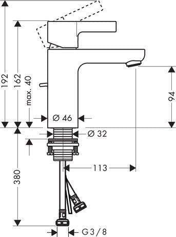 hansgrohe Wasserhahn Metris S (Armatur mit Auslauf Höhe 110mm und Zugstangen-Ablaufgarnitur) Chrom A