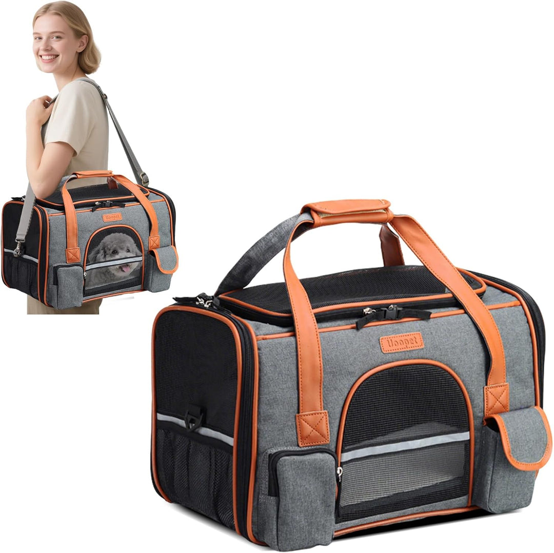 PETCUTE Transportbox Katze und Hunde,Katzentransportbox mit Abnehmbare Matte,Faltbare Atmungsaktiv K