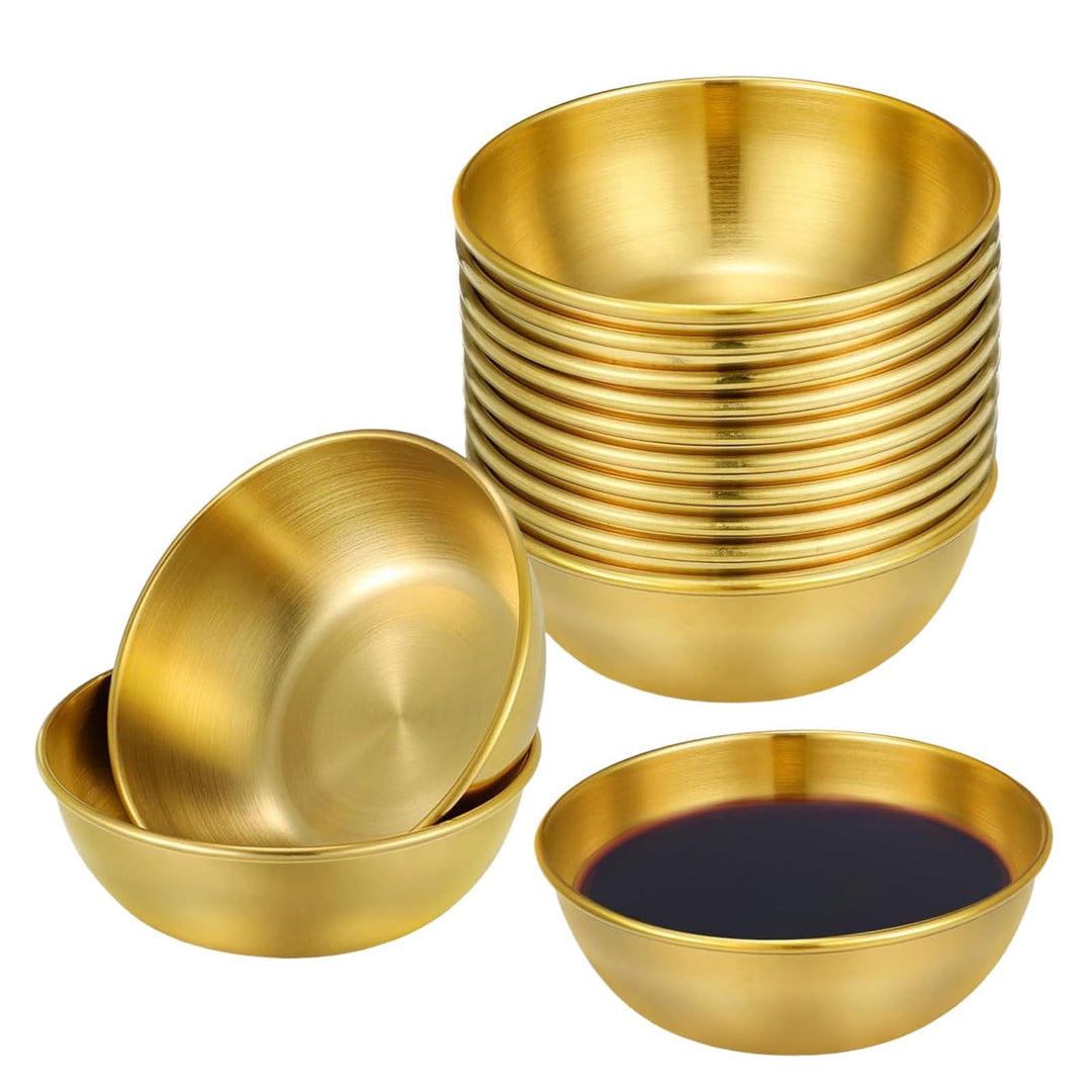 10 Stück 8,1 cm goldene Edelstahl-Schalen für Dips, Sojasauce, Gewürze, Vorspeisen, Gesichtsschale f