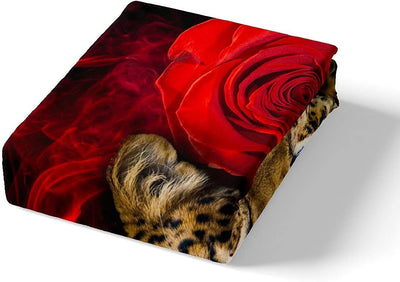 Homewish Leopard Bettbezug, Cheetah Bettwäscheset Rose Blume Trösterbezug 135x200, Für Kinder Jungen