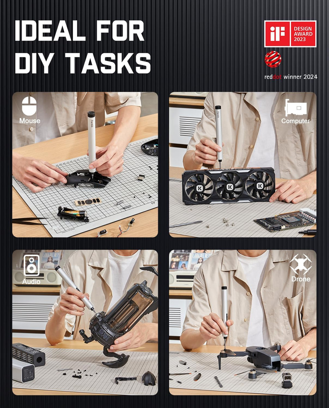 Fanttik E1 MAX Akkuschrauber，50 in 1 Magnetische Präzisions- Kit, 2 Gänge Drehmoment Elektro Schraub