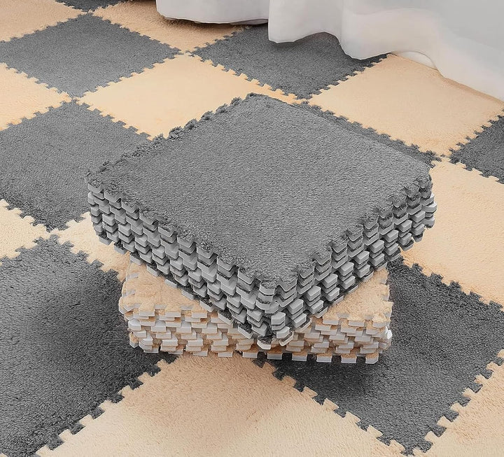 10 Stück 30 Cm/11,8 Zoll Plüschschaum-Bodenmatte, Schaumstoffquadrate-Bodenmatte für den Raumboden (