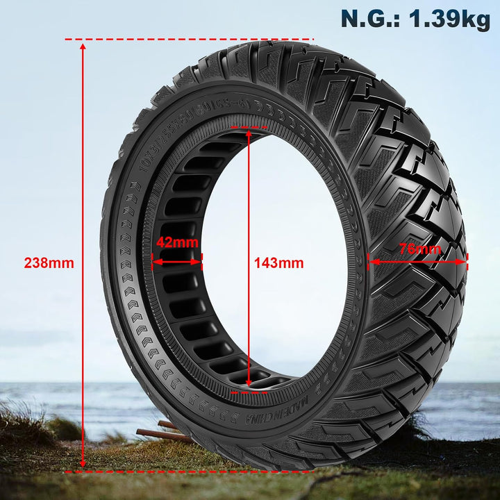 VOLOHAS 10×3 Vollgummireifen 255x80(80/65-6) Solide Reifen für Kukirin G3 Pro/G2 max/Kugoo M4 pro/Ka