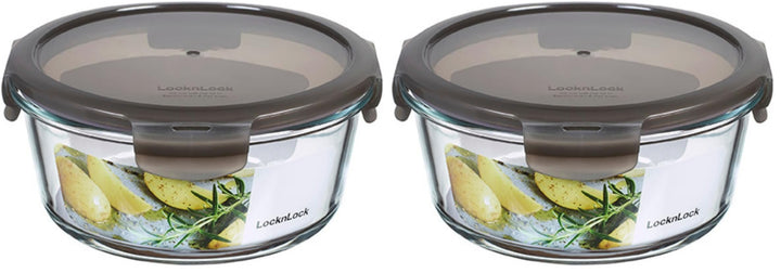 LocknLock OVEN GLASS Frischhaltedosen Glas mit Deckel | 950 ml Rund, Ø180 x 82 mm | Kühlschrank, Gef