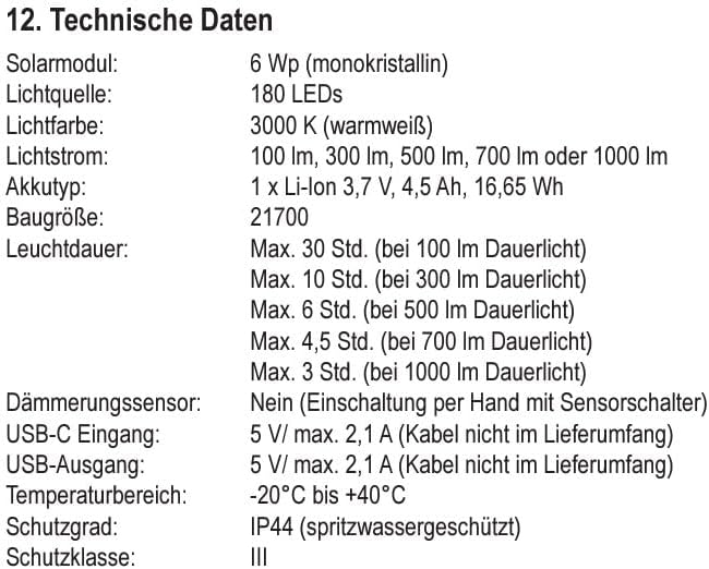 Esotec Solar Sensor Stand-/ Tisch- Leseleuchte Emilia 150, höhenverstellbar, Höhe 153cm, 5 Stufen di