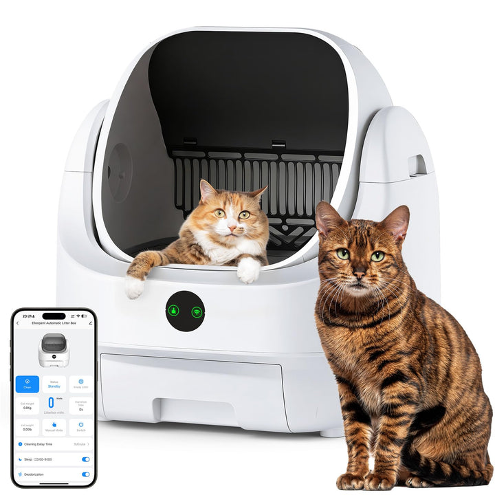 Katzenklo Selbstreinigend Offen, Ellenpent Elektrische Katzentoilette für Grosse Katzen mit Geruchsk