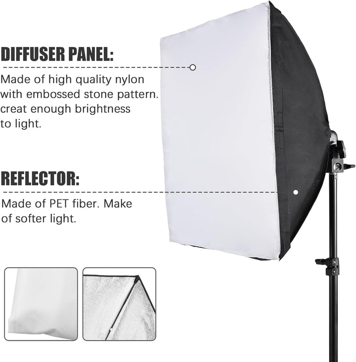 Andoer Fotografie Studio Licht Kit: 40x40 cm Softbox Beleuchtungsset mit 85W, 2800K-5700K Zweifarbig