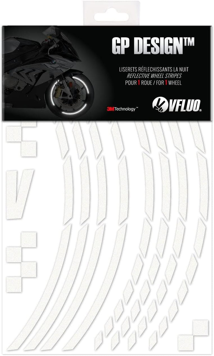 VFLUO - Kit Reflektierende Felgenrandaufkleber GP Motorrad, Aufkleber für 1 Rad 3M™-Technologie™, 36