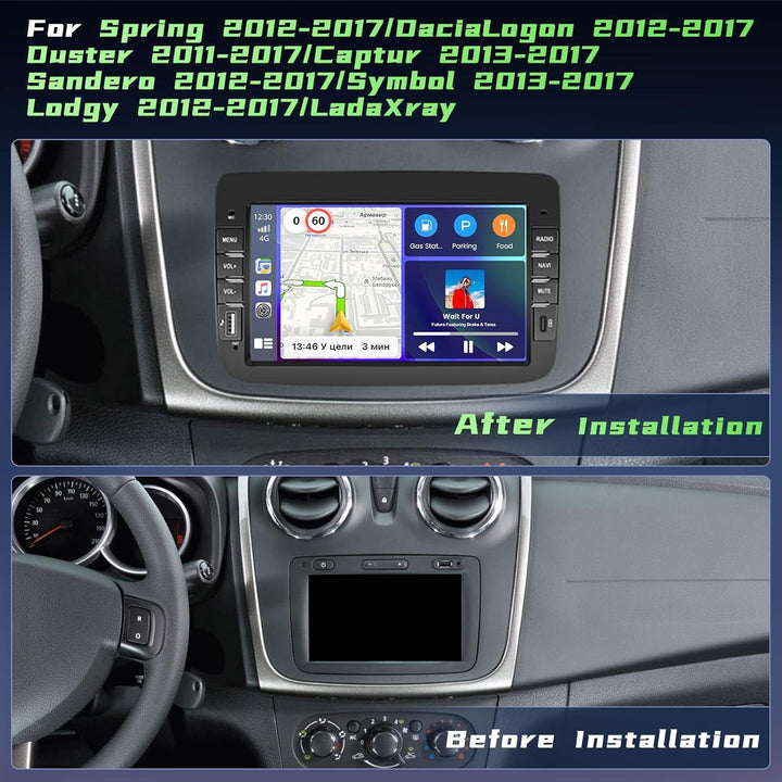 Hikity 2G+64G Android 15 Autoradio für Renault Spring, Dacia Logon, Duster, Captur, Sandero, Symbol,