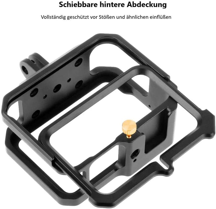 Schutzgehäuse Schutzrahmen Cage Passend für GoPro Hero 9, 10 &amp; 11 - Stabiler Cage mit 2 Hot-Shoe-Ans
