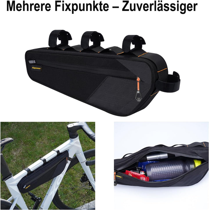 Fahrrad Rahmentasche 2,5 Liter Wasserdicht IPX6– Schmale Dreieckform mit Lackschutz für Gravelbike,