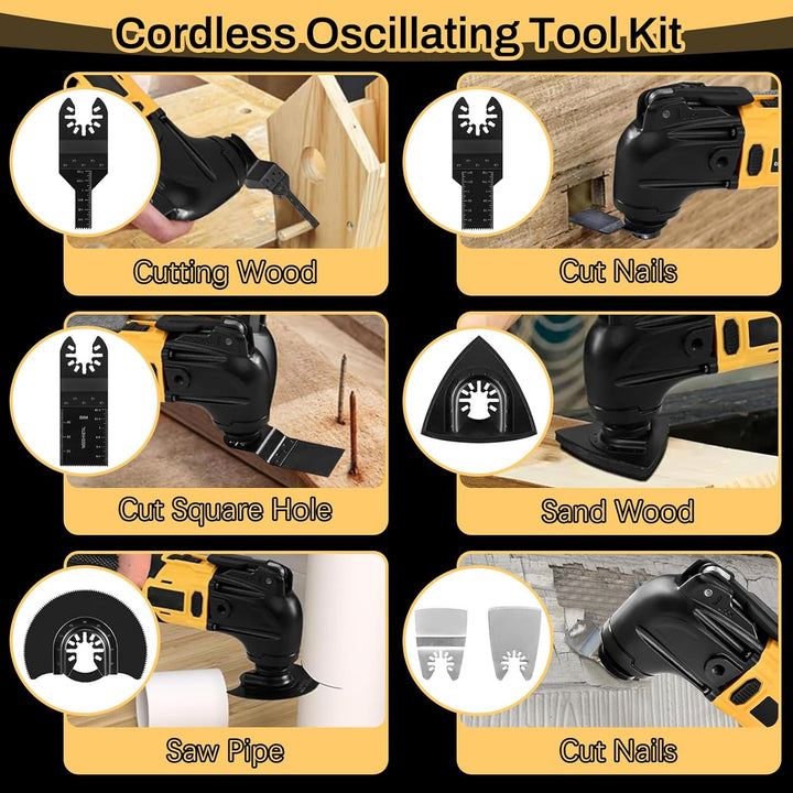 Oszillationswerkzeug Akku Multifunktionswerkzeug Kompatibel mit Dewalt 20V Akku, 6 Einstellbare Gesc