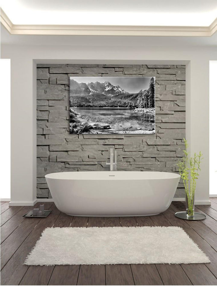 Pixxprint Landschaft Sonne Pflanzen als Leinwandbild | Grösse: 100x70 cm | Wandbild | Kunstdruck | f