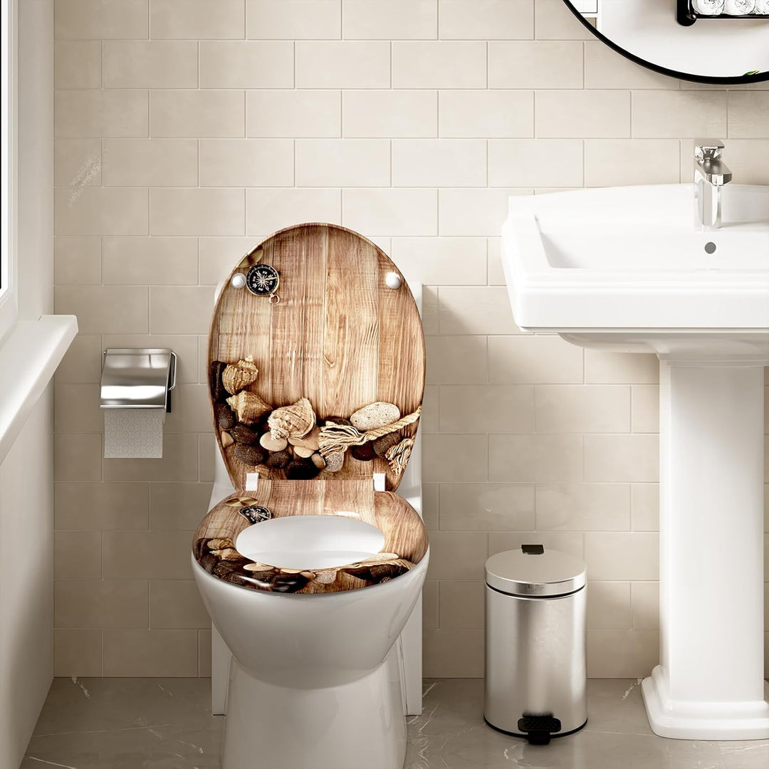 WOLTU WC Sitz mit Absenkautomatik,Toilettensitz Motiv, Toilettendeckel aus Duroplast, Stable Klodeck