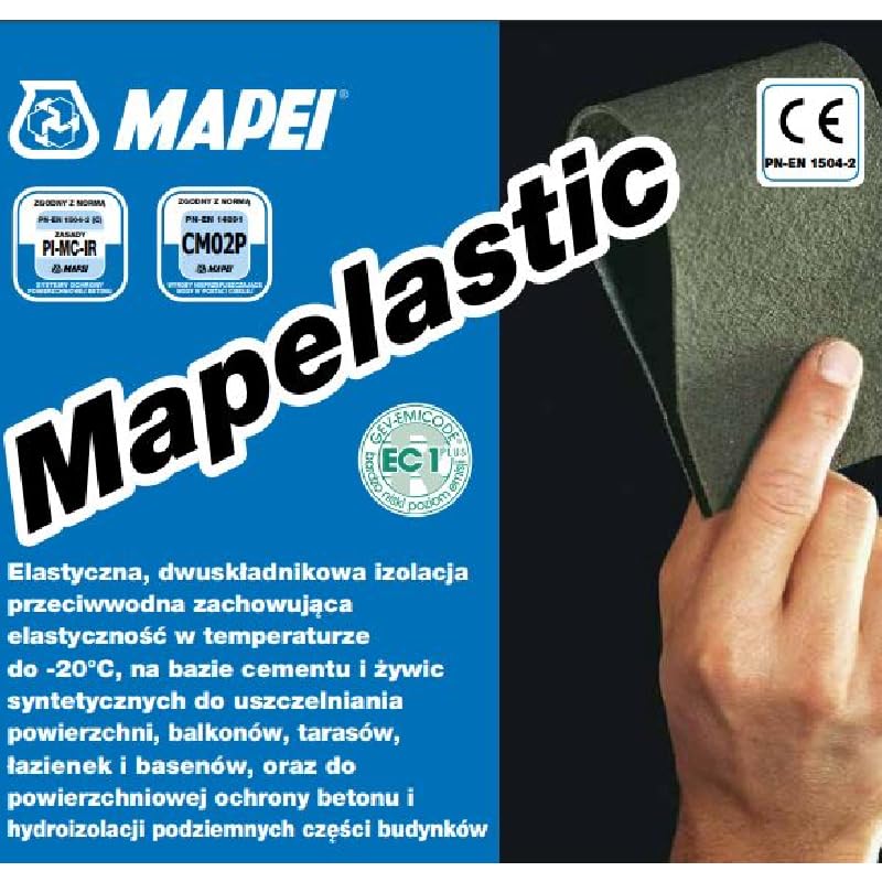 MAPEI MAPELASTIC Hydroisolierung (A+B) 16kg Flexibler 2-Komponentenwasserstopper für Terrasse Balkon