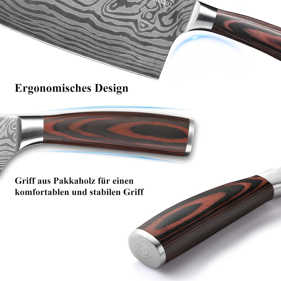 Sunnecko 18cm Hackmesser Küchenbeil Küchenmesser Messer - Kochmesser Profi Messer aus Edelstahl Hack