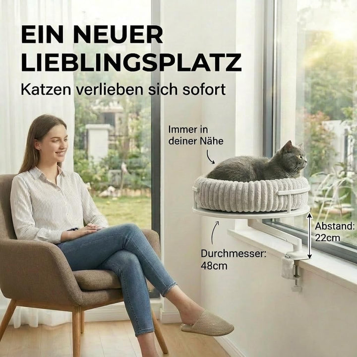 Katzenbett LEVI | Katzenbett Schreibtisch | Katzenplattform | Für Tische und Fenstersims | Inkl. 2 B