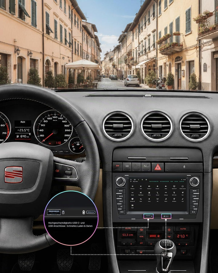 Autoradio für Audi A4 B6 S4 RS4 (2001-2008) / Seat Exeo (2008–2013) mit 7 Zoll Bildschirm Wireless C