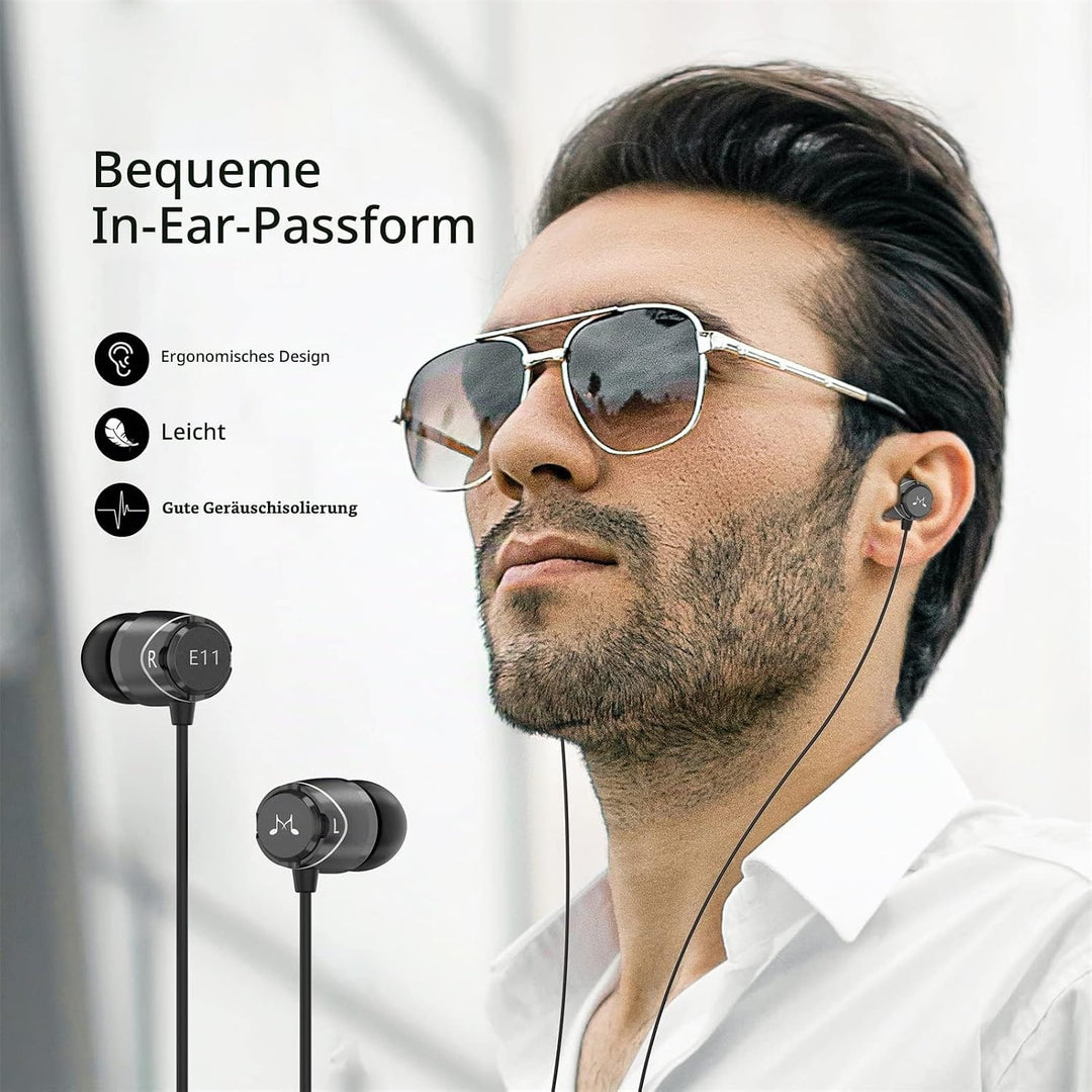 SoundMAGIC E11 High-Fidelity In-Ear Headphones with Soundproof Noise Reduction, Headset Schwarz, Sch