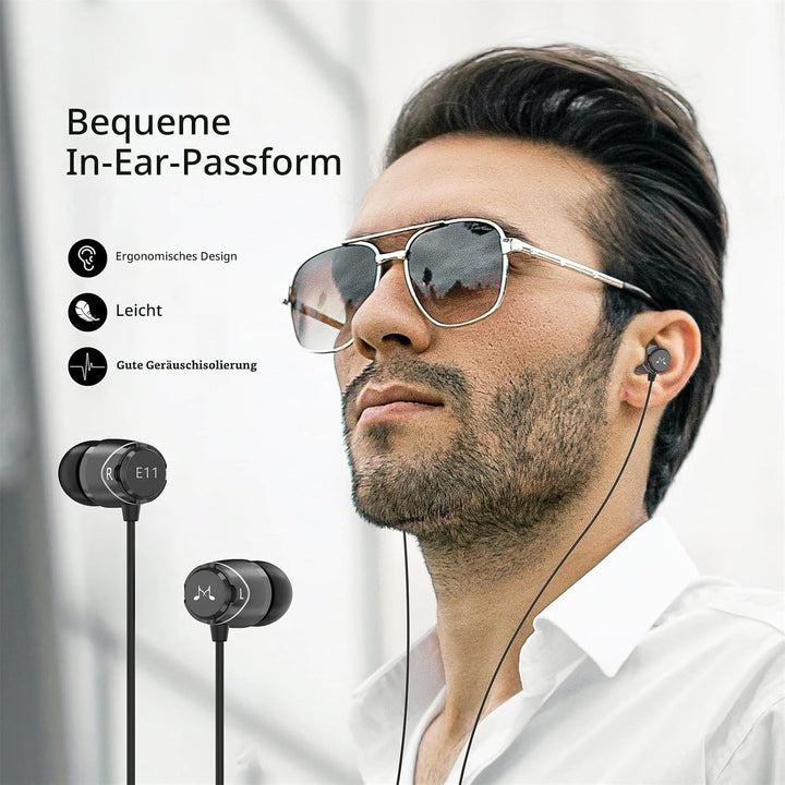 SoundMAGIC E11 High-Fidelity In-Ear Headphones with Soundproof Noise Reduction, Headset Schwarz, Sch