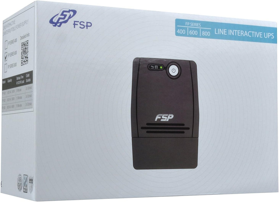 FSP PPF4800407 Fortron FP 800 Line-Interactive USV 800 VA/480 W, 4x Schuko, Eingang Spannungsumfang