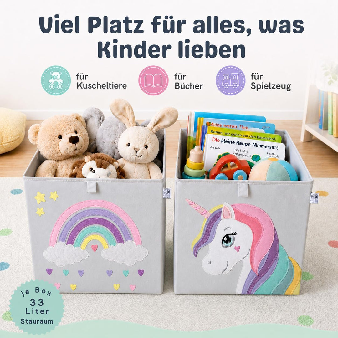 wonneklein Aufbewahrungsboxen für Kinder I Spielzeug Box 33x33x33 cm I Faltboxen Regal Kinderzimmer